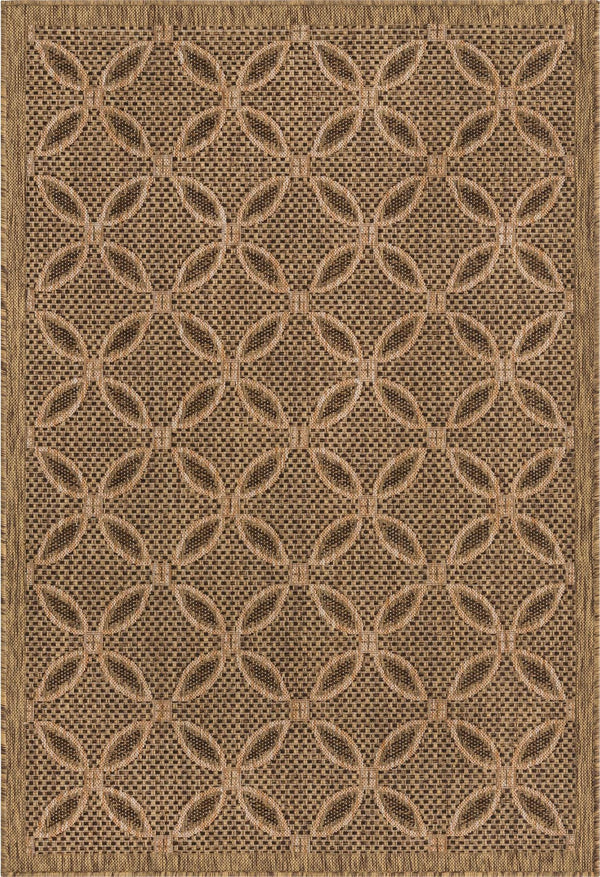 Unique Loom Brown Outdoor Trellis Rug - Stylish And Durable 4' X 6' Design For Your Patio Or Garden Space Brown  3135611-unique-loom
