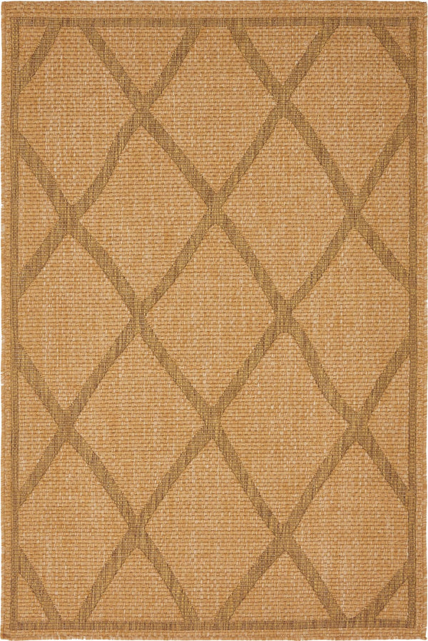 Unique Loom Brown Outdoor Trellis Rug - Stylish And Durable 4' X 6' Design For Your Patio Or Garden Space Brown  3135642-unique-loom