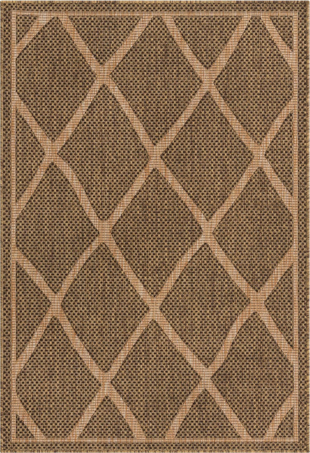 Unique Loom Brown Outdoor Trellis Rug - Stylish And Durable 4' X 6' Design For Your Patio Or Garden Space Brown  3135648-unique-loom