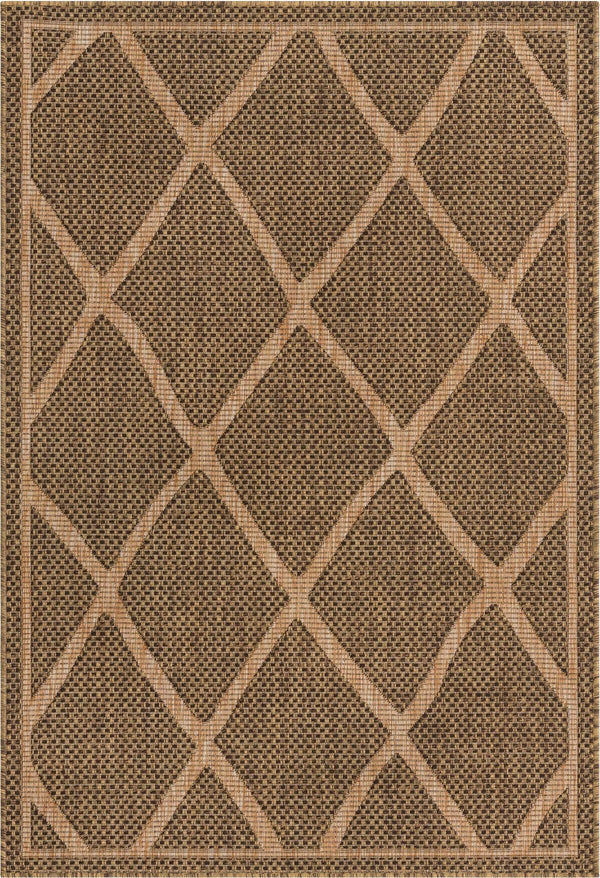 Unique Loom Brown Outdoor Trellis Rug - Stylish And Durable 4' X 6' Design For Your Patio Or Garden Space Brown  3135648-unique-loom