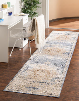 Unique Loom Dark Chateau Rug - Elegant Round Design In Deep Blue Perfect For Sophisticated Living Spaces Dark Blue  3145639-unique-loom