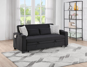 English Elm Bennett Convertible Fabric Sleeper Loveseat with Usb Port Cupholders and Storage Pocket B061S00845