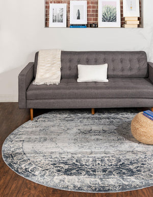 Unique Loom Dark Blue Chateau Rug - Elegant Round Design For Home Décor, Durable And Stylish Addition To Any Space Dark Blue  3136037-unique-loom