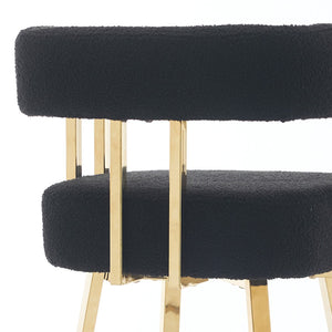 English Elm Ts Teddy Fleece Accent Chair Set of Two with Gold Square Legs for Glam Modern Spaces Black+Gold W2311P412749