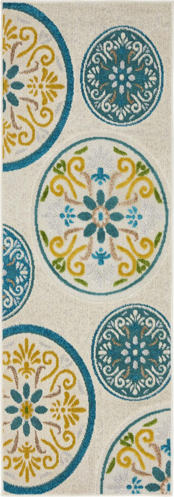 Unique Loom Gray Outdoor Modern Runner Rug – Durable 2' X 6' Design For Stylish Walkways & Patios, Weather-resistant Cream  3136719-unique-loom