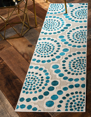 Unique Loom Gray Outdoor Modern Runner Rug – Durable 2' X 6' Design For Stylish Walkways & Patios, Weather-resistant Cream  3136730-unique-loom