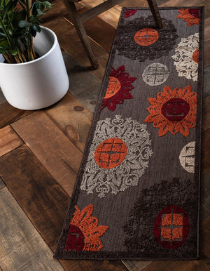 Unique Loom Gray Outdoor Modern Runner Rug – Durable 2' X 6' Design For Stylish Walkways & Patios, Weather-resistant Brown  3136779-unique-loom