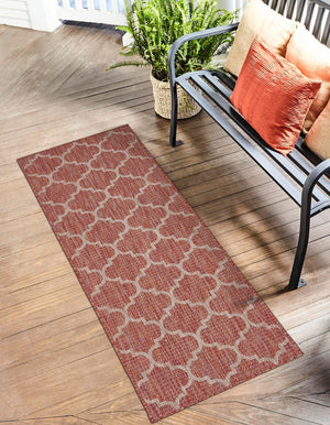 Unique Loom Gray Outdoor Trellis Runner - Stylish 2' X 6' 1 Design For Indoor & Outdoor Spaces, Weather-resistant Red  3136823-unique-loom