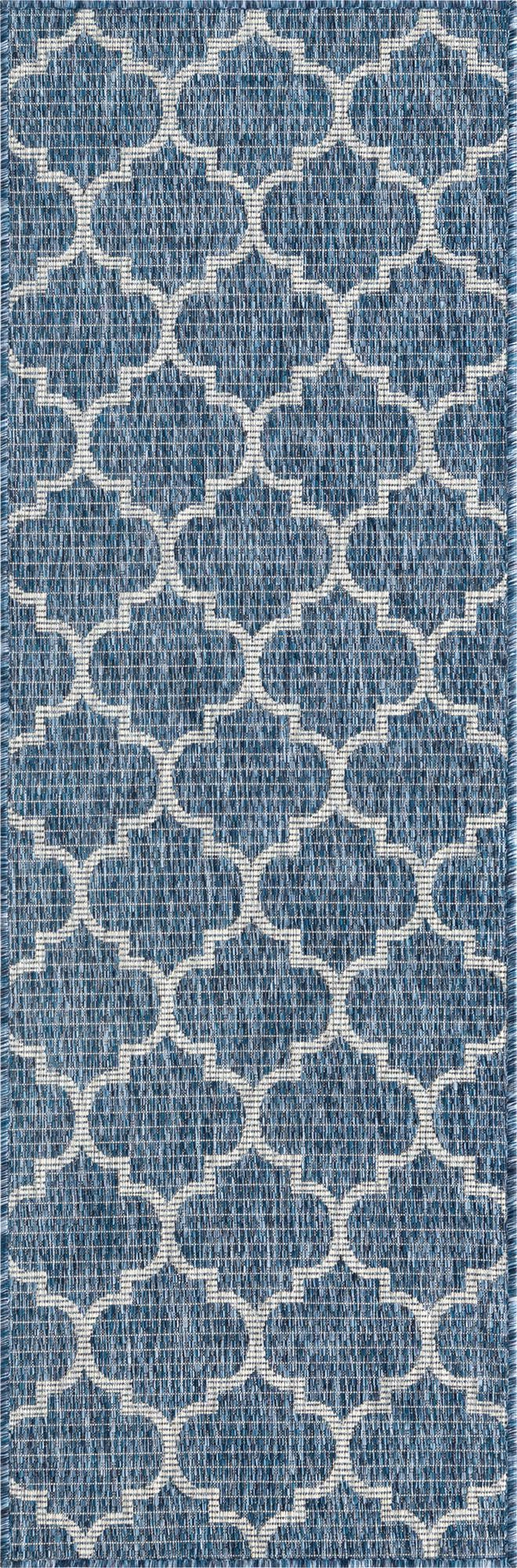 Unique Loom Gray Outdoor Trellis Runner - Stylish 2' X 6' 1 Design For Indoor & Outdoor Spaces, Weather-resistant Navy,Blue  3136825-unique-loom