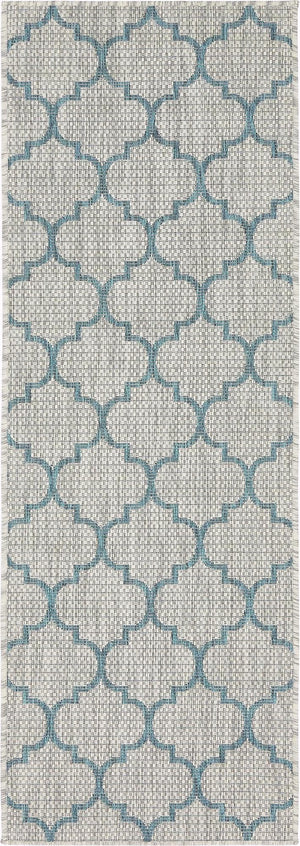 Unique Loom Gray Outdoor Trellis Runner - Stylish 2' X 6' 1 Design For Indoor & Outdoor Spaces, Weather-resistant Gray  3136827-unique-loom