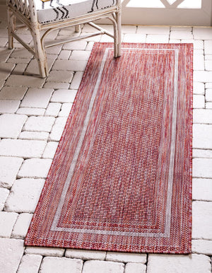 Unique Loom Blue Outdoor Border Runner - Vibrant 2' X 6' Design To Brighten Up Your Patio And Outdoor Spaces Red  3136830-unique-loom