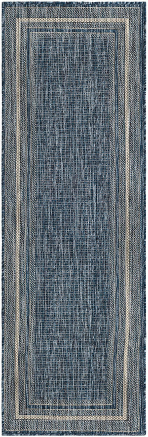 Unique Loom Blue Outdoor Border Runner - Vibrant 2' X 6' Design To Brighten Up Your Patio And Outdoor Spaces Blue  3136832-unique-loom