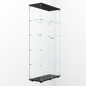 English Elm Tempered Glass Display Cabinet With Led Lights, Lockable Doors, Adjustable Feet For Any Room Decor W3155S00021-GIGA