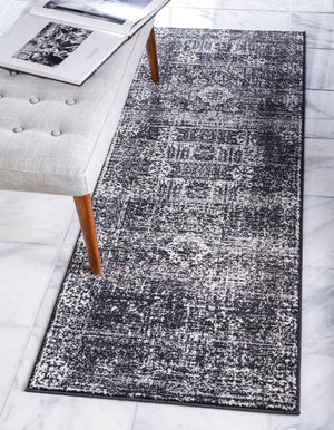 Unique Loom Black Tradition 2' X 6' Durable Runner Rug For Timeless Style In High-traffic Areas And Homes Black  3137225-unique-loom