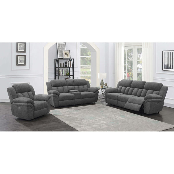 English Elm Divine Chenille Reclining Loveseat with Tufted Pillowtop Arms and Built-in Console B062S01415