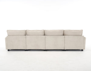 English Elm Oversized Modular U-Shaped Velvet Sofa: Luxurious 4-Seat Couch With Ottomans & Pillows W2705S00022-GIGA