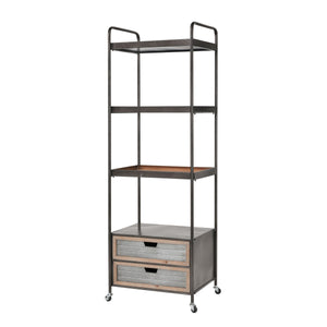 Whitepark Bay Bookshelf - Natural Fir Wood and Galvanized Steel 3138-480 Elk Home