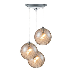 Watersphere 12'' Wide 3-Light Pendant - Polished Chrome with Amber 31380/3CMP Elk Lighting