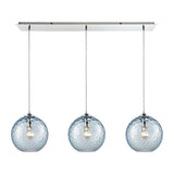 Watersphere 36'' Wide 3-Light Linear Pendant - Polished Chrome with Aqua 31380/3LP-AQ Elk Lighting