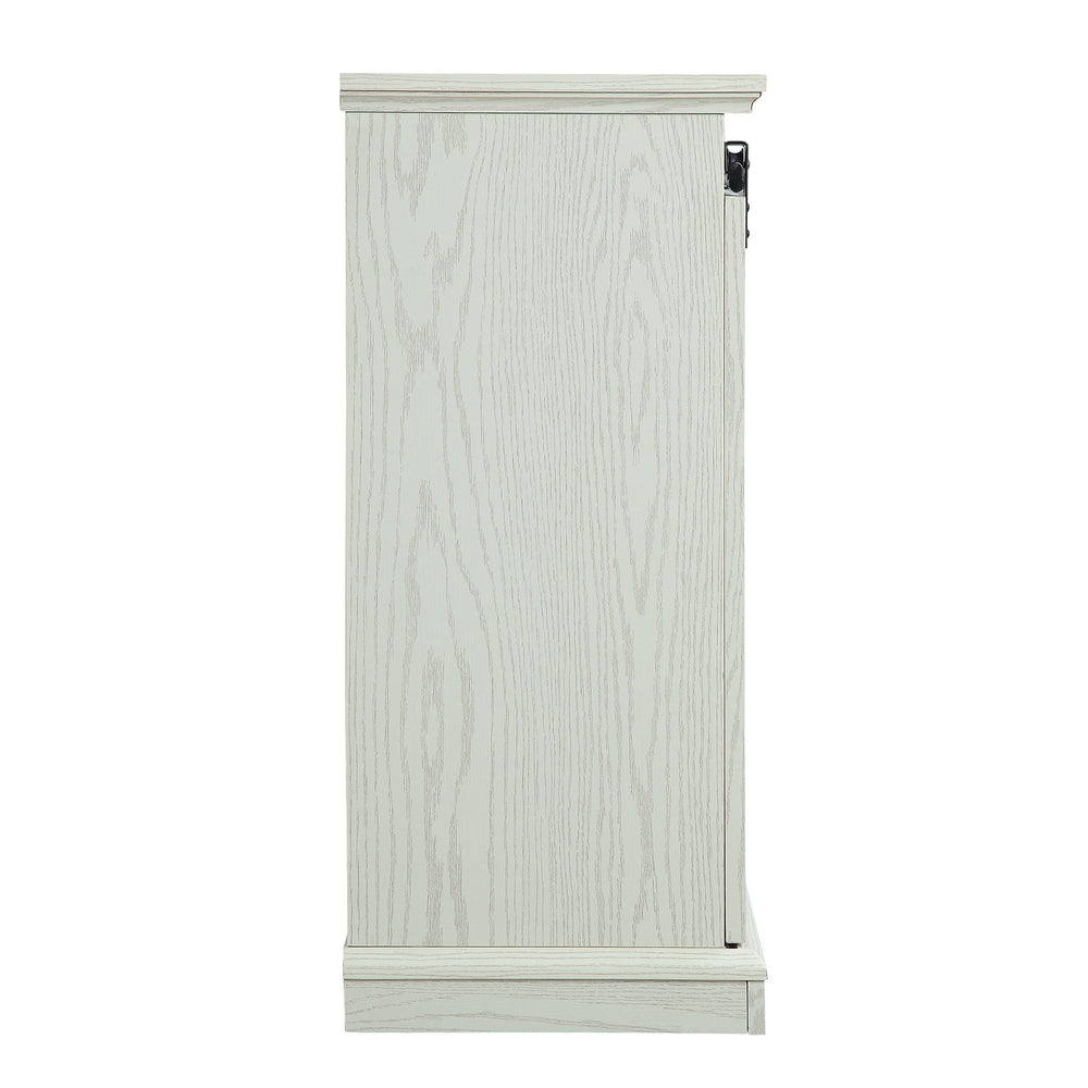 English Elm Myrtle 60" TV Stand with Sliding Doors and 7 Shelves, Steel Handles, Cable Management, Textured Finish Cream B365P398317