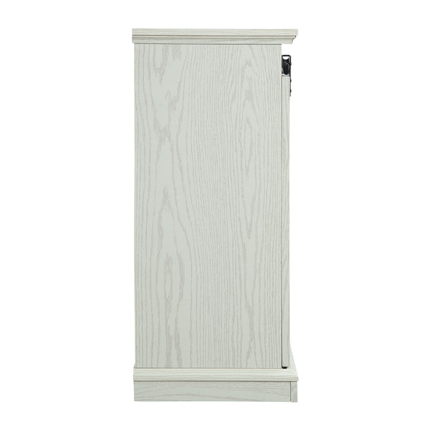 English Elm Myrtle 60" TV Stand with Sliding Doors and 7 Shelves, Steel Handles, Cable Management, Textured Finish Cream B365P398317