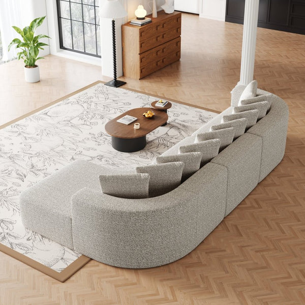 English Elm 131.1-inch Chenille Cloud Sectional Curved Modular Sofa with Memory Foam and 10 Pillows W3505S00011