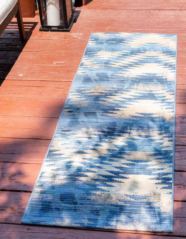 Unique Loom Multi Vibrant 2' X 4' Outdoor Runner - Elevate Your Patio With Lively Colors And Modern Design Blue  3180183-unique-loom