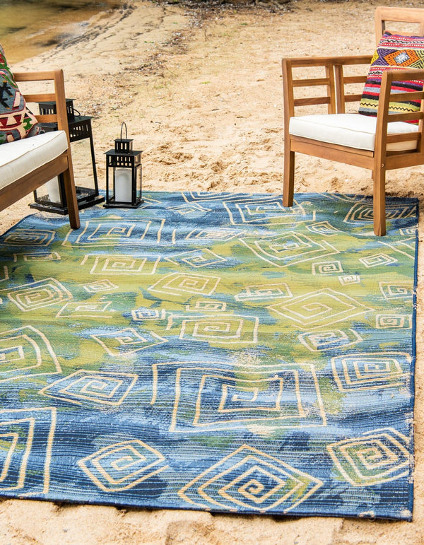 Unique Loom Multi Vibrant 2' X 3' Outdoor Rug - Enhance Your Space With Modern Style And Durable Design Today! Blue  3141054-unique-loom