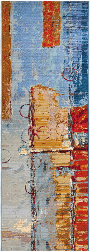 Unique Loom Red Outdoor Modern 6-foot Runner Rug - Vibrant Weather-resistant Decor For Patios And Decks Multi  3138461-unique-loom