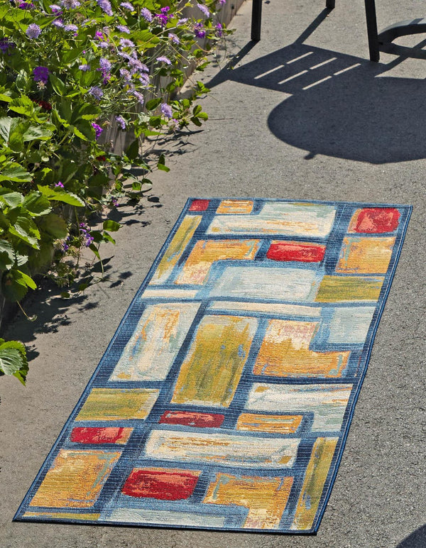 Unique Loom Multi Vibrant 2' X 4' Outdoor Runner - Elevate Your Patio With Lively Colors And Modern Design Multi  3180115-unique-loom