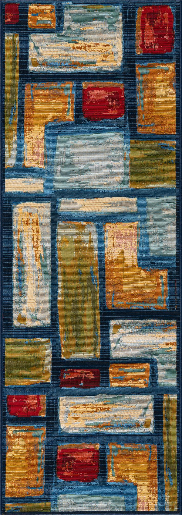 Unique Loom Multi Outdoor Modern 2' X 6' Multi-hued Runner Rug - Durable, Stylish & Weather-resistant Design Multi  3138529-unique-loom