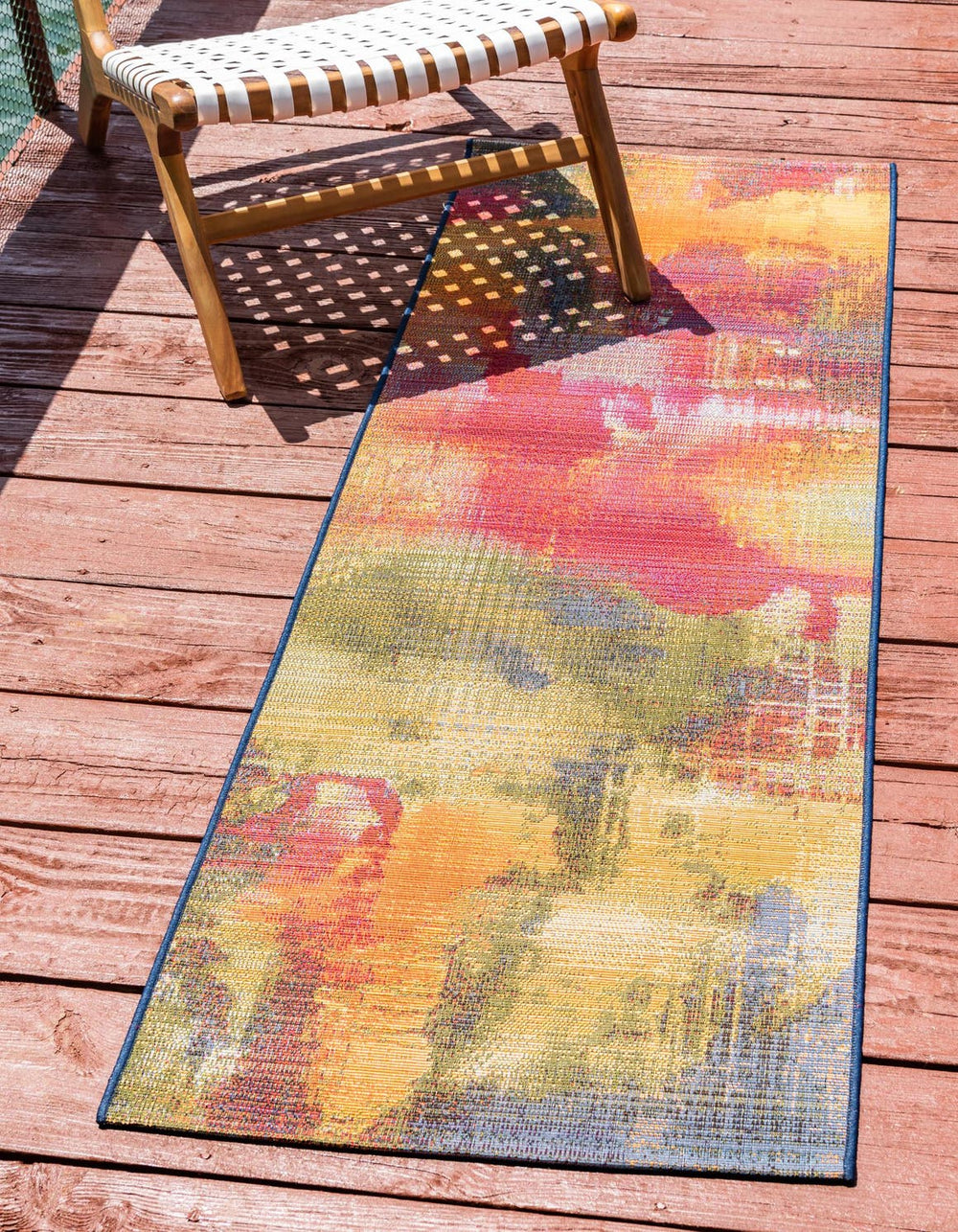 Unique Loom Multi Outdoor Modern 2' X 6' Multi-hued Runner Rug - Durable, Stylish & Weather-resistant Design Multi  3138550-unique-loom