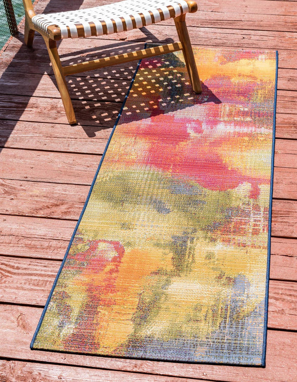 Unique Loom Multi Outdoor Modern 2' X 6' Multi-hued Runner Rug - Durable, Stylish & Weather-resistant Design Multi  3138550-unique-loom