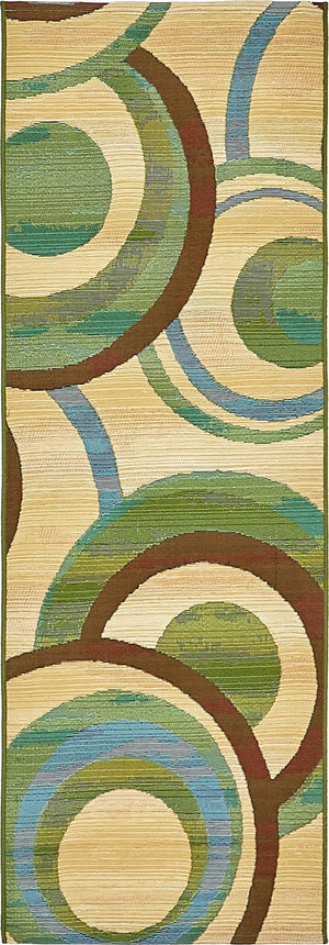Unique Loom Multi Outdoor Modern 2' X 6' Multi-hued Runner Rug - Durable, Stylish & Weather-resistant Design Beige  3138592-unique-loom