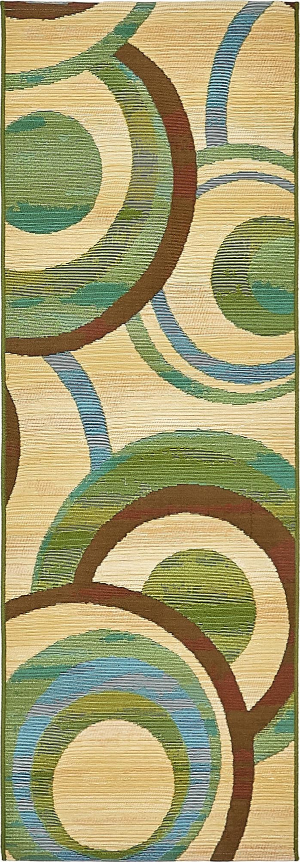 Unique Loom Multi Outdoor Modern 2' X 6' Multi-hued Runner Rug - Durable, Stylish & Weather-resistant Design Beige  3138592-unique-loom