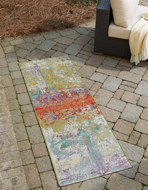 Unique Loom Multi 2' X 8' Outdoor Modern Runner - Vibrant Colors And Sleek Design For Your Patio Or Deck Space Multi  3152855-unique-loom