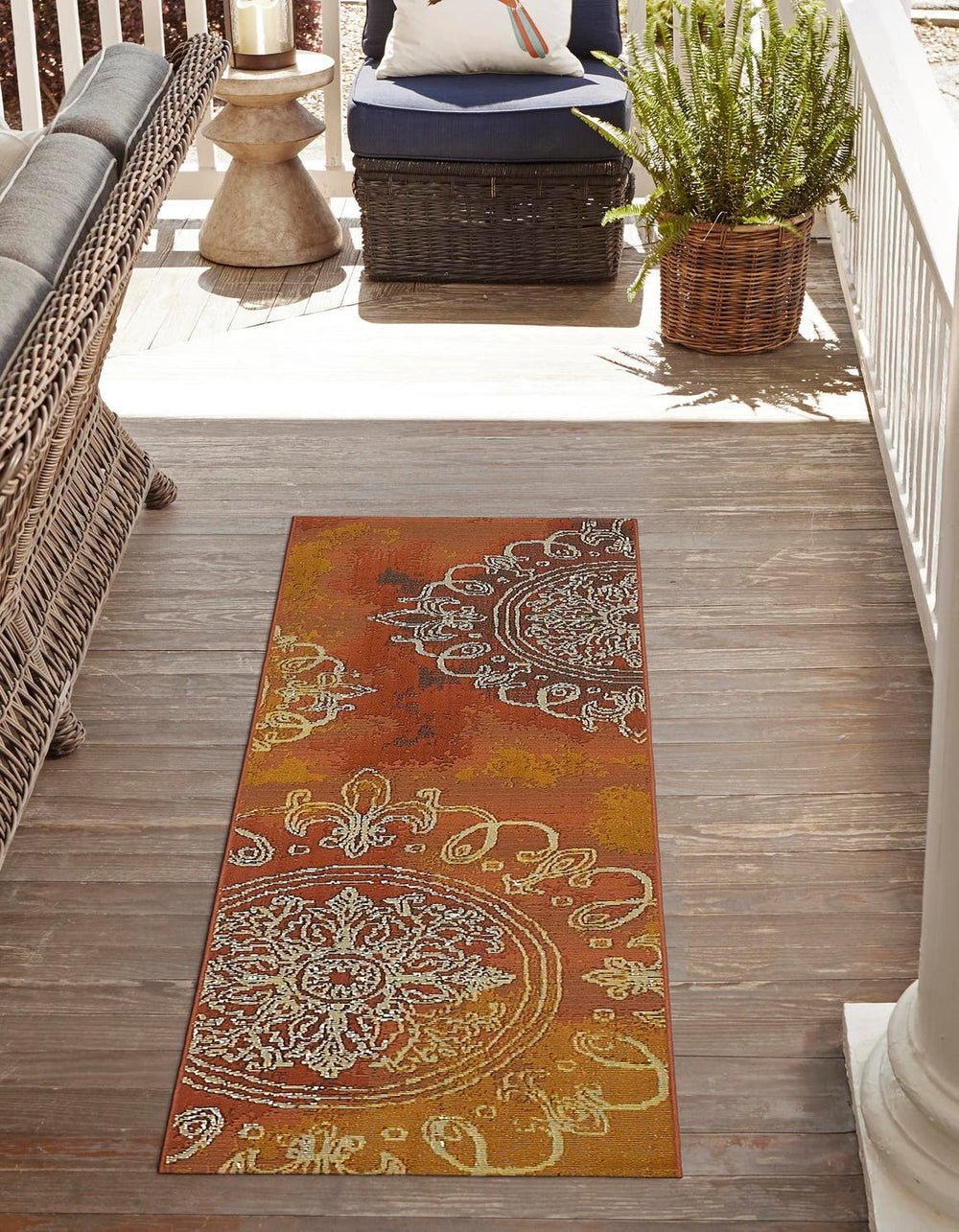 Unique Loom Rust Red Outdoor Modern Rug - Stylish 4'1" X 6'1" Design To Enhance Your Outdoor Living Space Multi  3138627-unique-loom