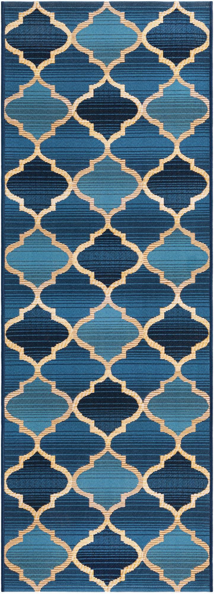 Unique Loom Blue Outdoor Trellis Rug - Elegant Weather-resistant Design For Patios And Porches, 4' 1 X 6' 1 Blue  3138650-unique-loom