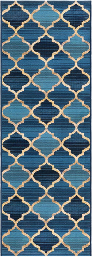 Unique Loom Blue Outdoor Trellis Rug - Elegant Weather-resistant Design For Patios And Porches, 4' 1 X 6' 1 Blue  3138650-unique-loom