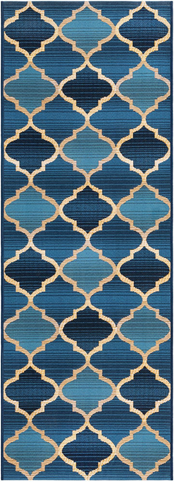 Unique Loom Blue Outdoor Trellis Rug - Elegant Weather-resistant Design For Patios And Porches, 4' 1 X 6' 1 Blue  3138650-unique-loom