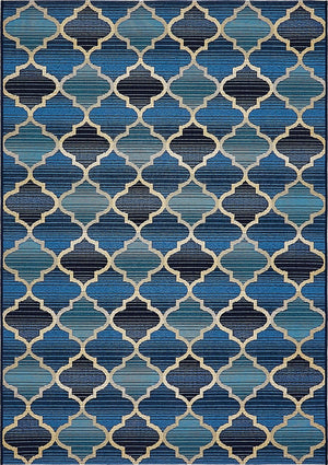 Unique Loom Blue Outdoor Trellis Rug - Elegant Weather-resistant Design For Patios And Porches, 4' 1 X 6' 1 Blue  3138653-unique-loom