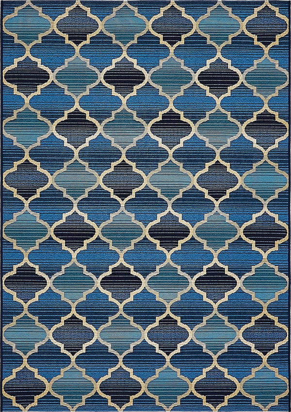 Unique Loom Blue Outdoor Trellis Rug - Elegant Weather-resistant Design For Patios And Porches, 4' 1 X 6' 1 Blue  3138653-unique-loom