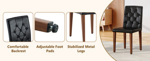 English Elm 4-piece Brown Suede Dining Chair Set with Tufted Back and Walnut Metal Legs Black,Walnut W1151P361163