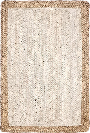 Unique Loom Navy Braided Jute Rug - Eco-friendly Accent Piece For Home Decor, Compact And Versatile Design White  3138926-unique-loom