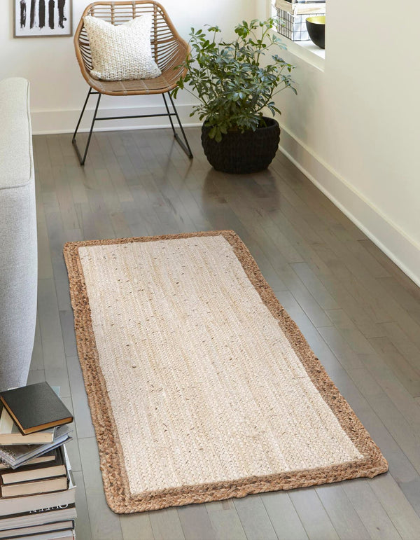 Unique Loom Navy Braided Jute Rug - Eco-friendly Accent Piece For Home Decor, Compact And Versatile Design White  3138927-unique-loom