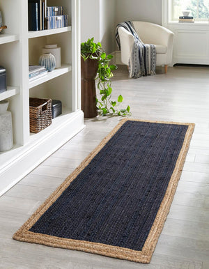 Unique Loom Navy Braided Jute Rug - Eco-friendly Accent Piece For Home Decor, Compact And Versatile Design Navy,Blue  3138932-unique-loom