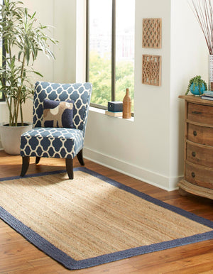 Unique Loom Navy Braided Jute Rug - Eco-friendly Accent Piece For Home Decor, Compact And Versatile Design Natural  3138936-unique-loom