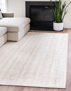Unique Loom Navy Braided Jute Oval Rug - Stylish 3x5 Textured Accent For Living Rooms And Bedrooms Decor White  3153064-unique-loom