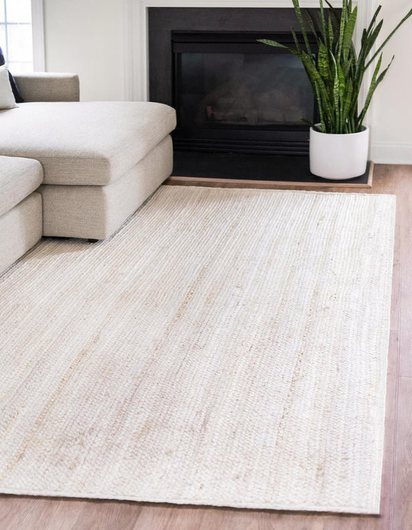 Unique Loom Navy Braided Jute Oval Rug - Stylish 3x5 Textured Accent For Living Rooms And Bedrooms Decor White  3153064-unique-loom