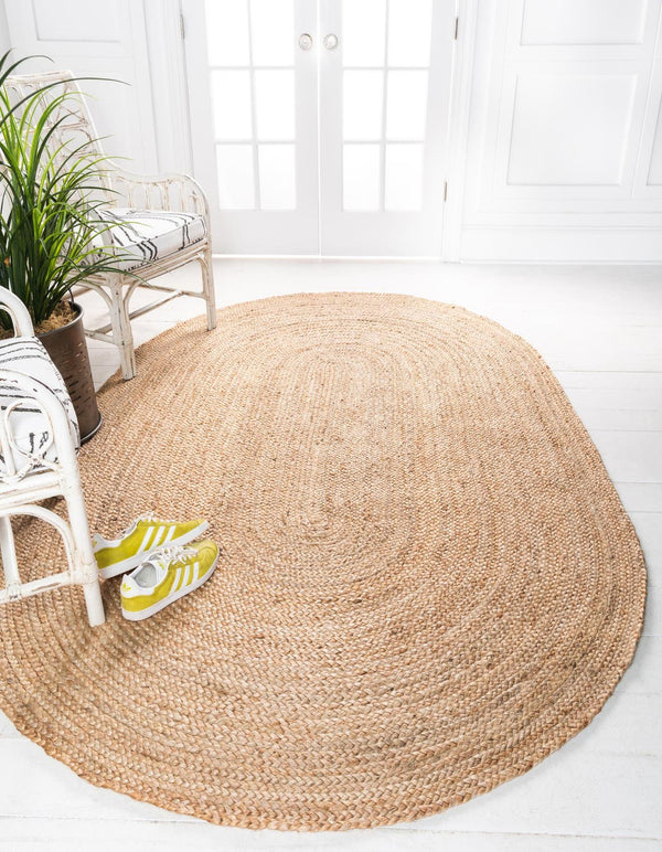 Unique Loom Natural Braided Jute Square Rug For Rustic Living Spaces - Durable, Organic Texture & Warmth Natural  3150070-unique-loom